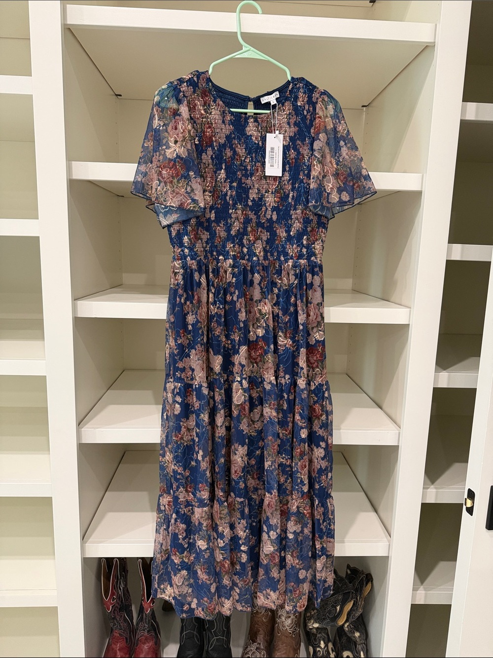 Baltic Born Navy Floral Maxi Dress with Pink & Beige Blooms